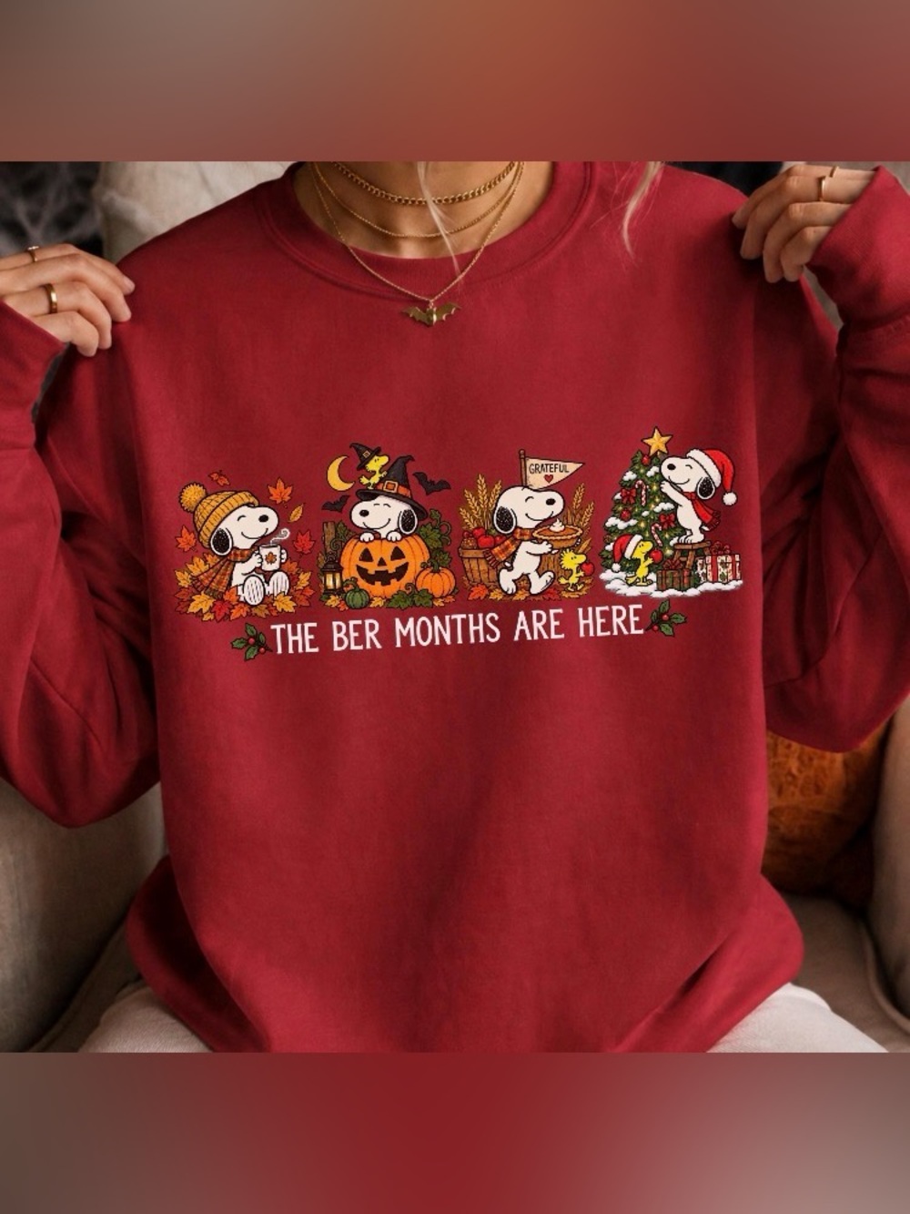Peanuts Spooky The Ber Months Are Here Red Holiday Sweatshirt, Cozy Season Tee